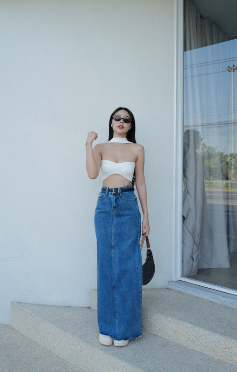 INTUON Denim Long Side Slit Skirts
